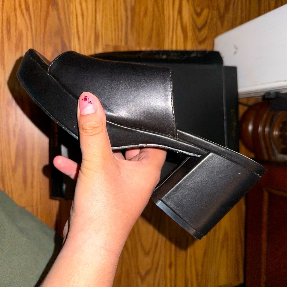 Lulus black heeled mules